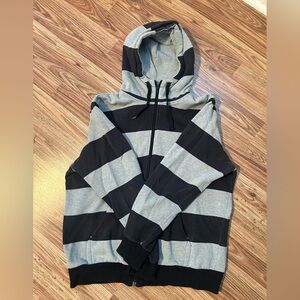 H&M Striped Black and Gray Men's Zip Up